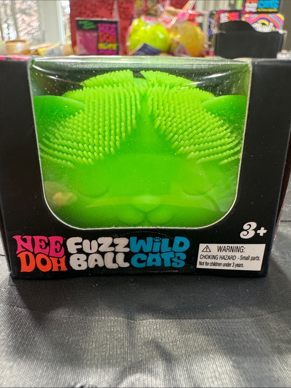 NeeDoh Fuzz Doh Wild Cats Green Squish Toy